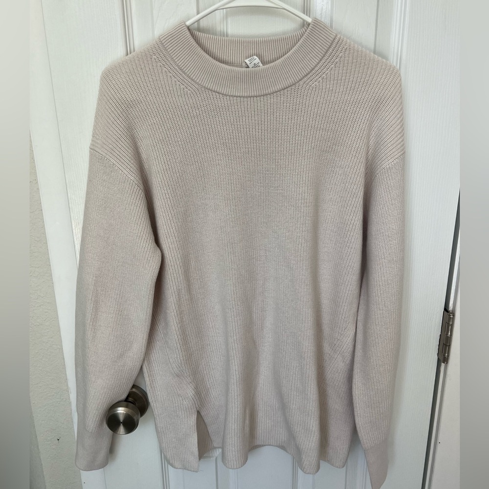 LULULEMON Merino Wool-Blend Ribbed Crewneck Sweater White Opal Size 4
